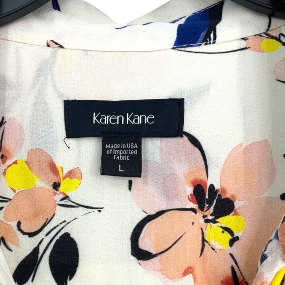 Karen Kane Floral Print Tie Front Top Size Large $149 MSRP - Picture 4 of 9